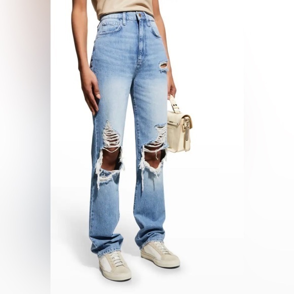 Ms. Triarchy Destroyed Straight-Leg Organic Cotton Jeans size‎ 32 NWT - Picture 1 of 13